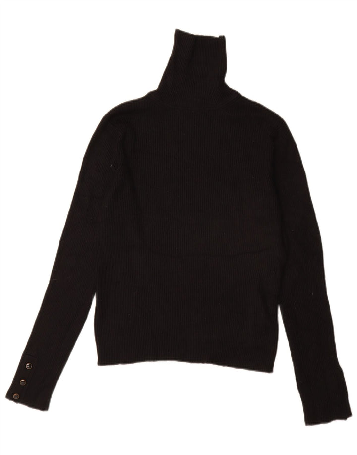 Suéter feminino Lipsy com gola redonda Reino Unido 12 viscose preta média