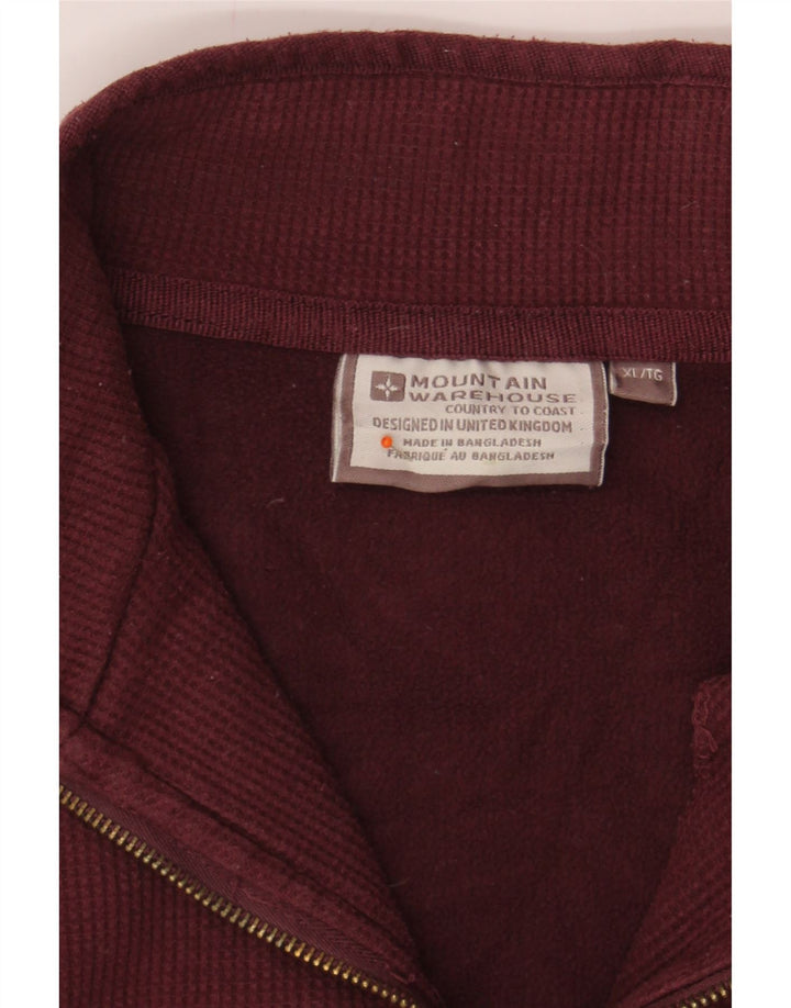 MOUNTAIN WAREHOUSE Mens Zip Neck Sweatshirt Jumper XL Burgundy Cotton Vintage Mountain Warehouse and Second-Hand Mountain Warehouse from Messina Hembry 