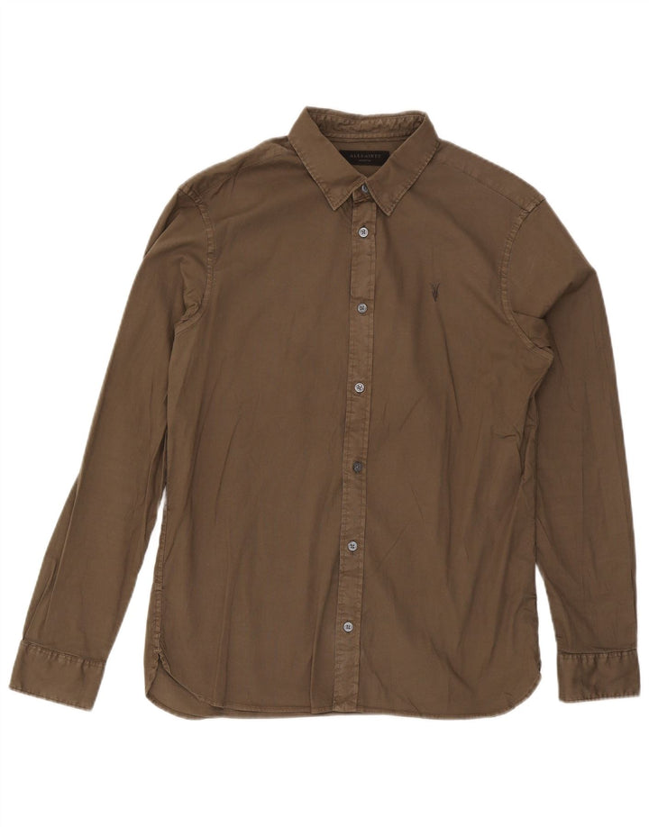 Camisa masculina All Saints de algodão cáqui médio