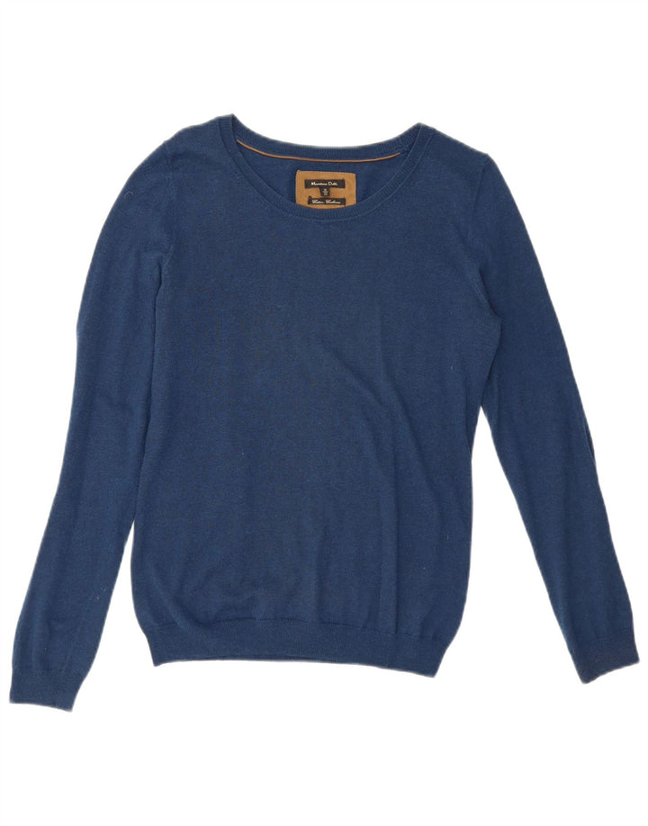Suéter feminino Massimo Dutti com gola canoa Reino Unido 12 azul médio