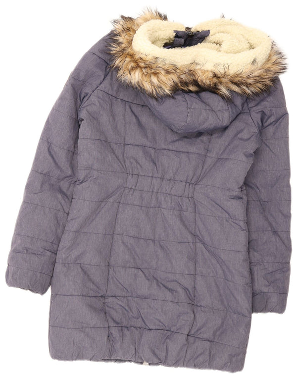 Jaqueta acolchoada com capuz feminina Superdry UK 14 nylon azul médio
