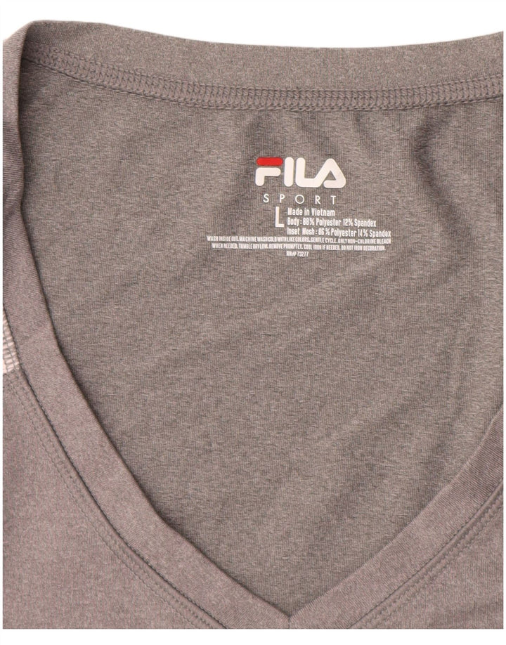 Camiseta feminina FILA UK 14 grande bloco colorido cinza