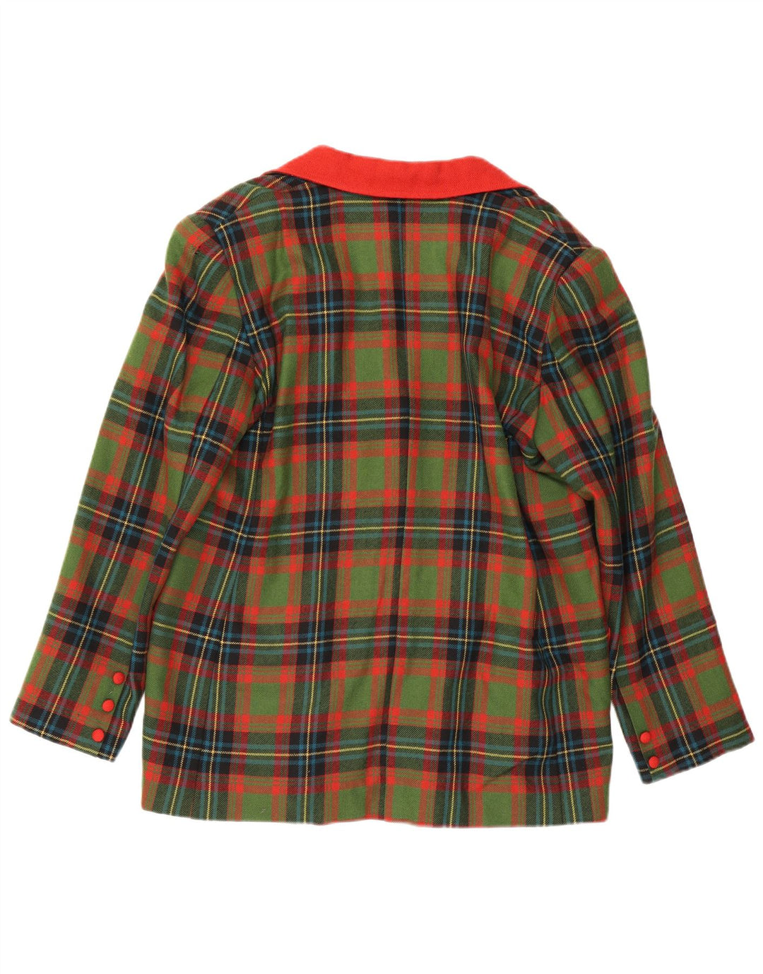 Jaqueta blazer vintage feminina com 3 botões Reino Unido 16 xadrez verde grande