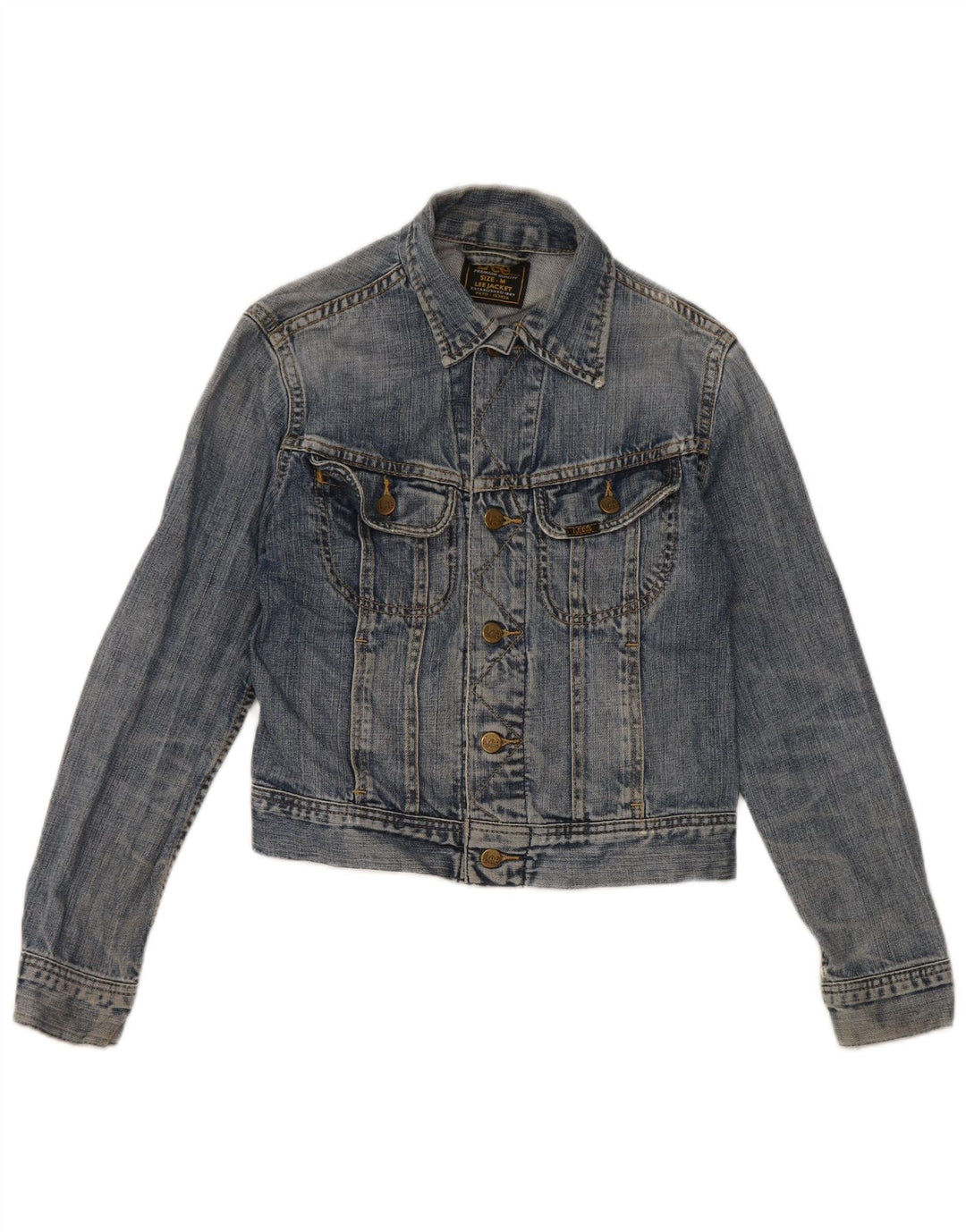 Lee Womens Crop Denim Jacket Reino Unido 12 Algodão Azul Médio