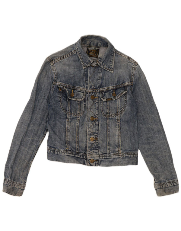 Lee Womens Crop Denim Jacket Reino Unido 12 Algodão Azul Médio