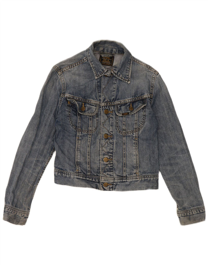 Lee Womens Crop Denim Jacket Reino Unido 12 Algodão Azul Médio