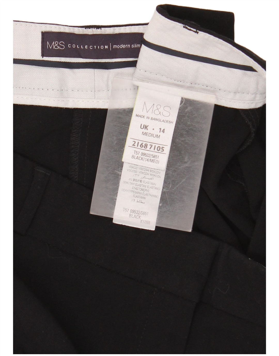 Calça feminina MARKS & SPENCER Crop Suit UK 14 Médio W34 L26 Preto