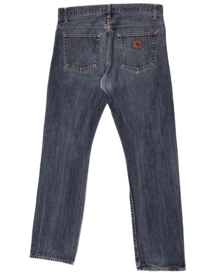 Carhartt Mens Straight Jeans W34 L34 Azul Algodão