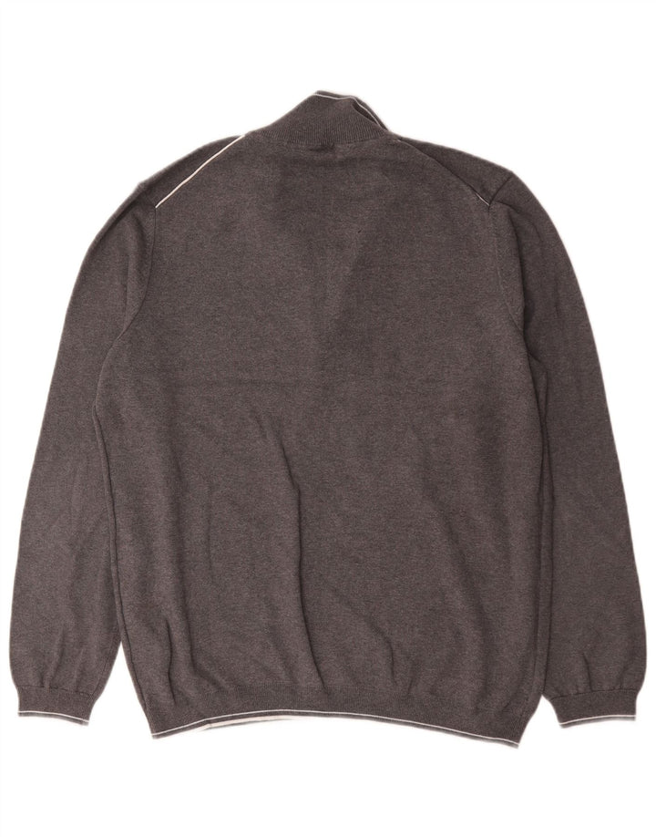 Hugo Boss Masculino Zip Neck Moletom Jumper XL Cinza Algodão
