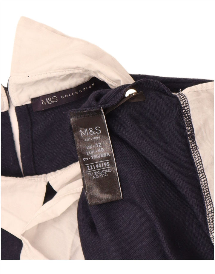 Suéter feminino Marks & Spencer com gola polo e gola polo Reino Unido 12 médio azul marinho