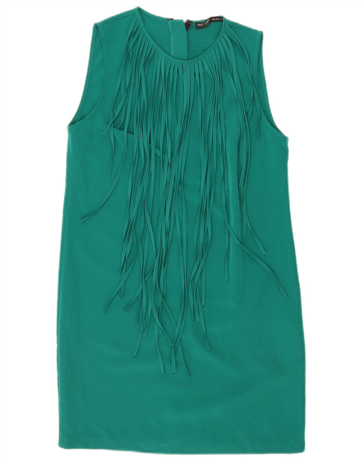 Vestido feminino sem mangas Zara UK 12 verde médio