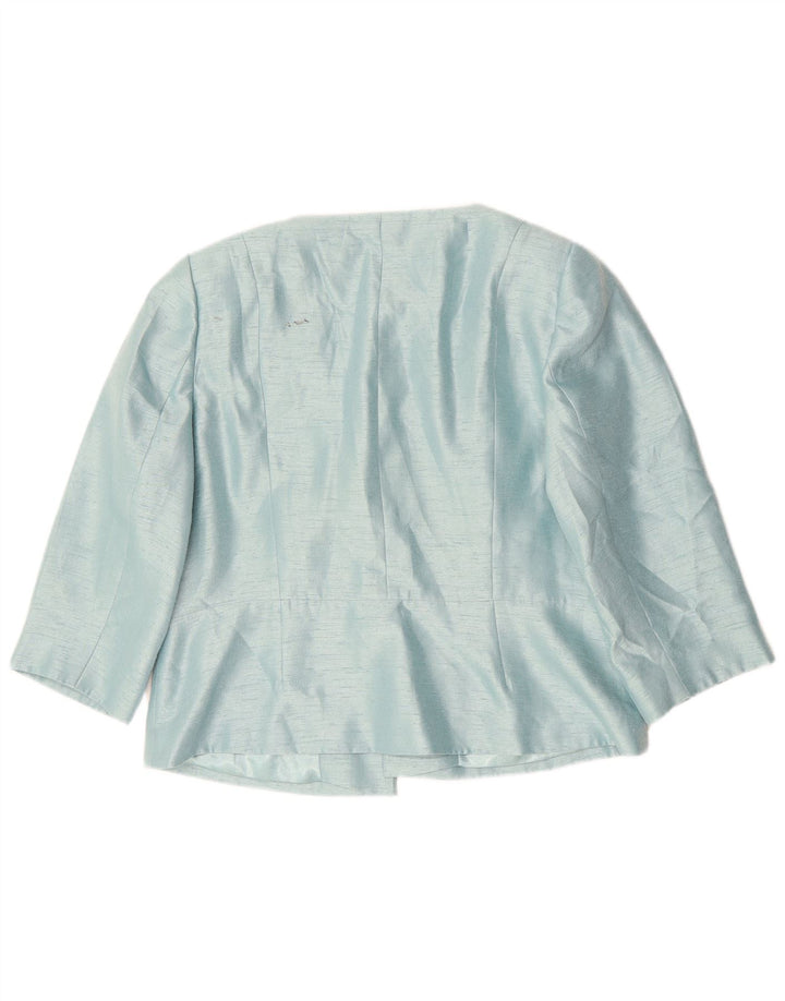 Jaqueta blazer feminina Jacques Vert manga 3/4 Reino Unido 16 grande azul viscose