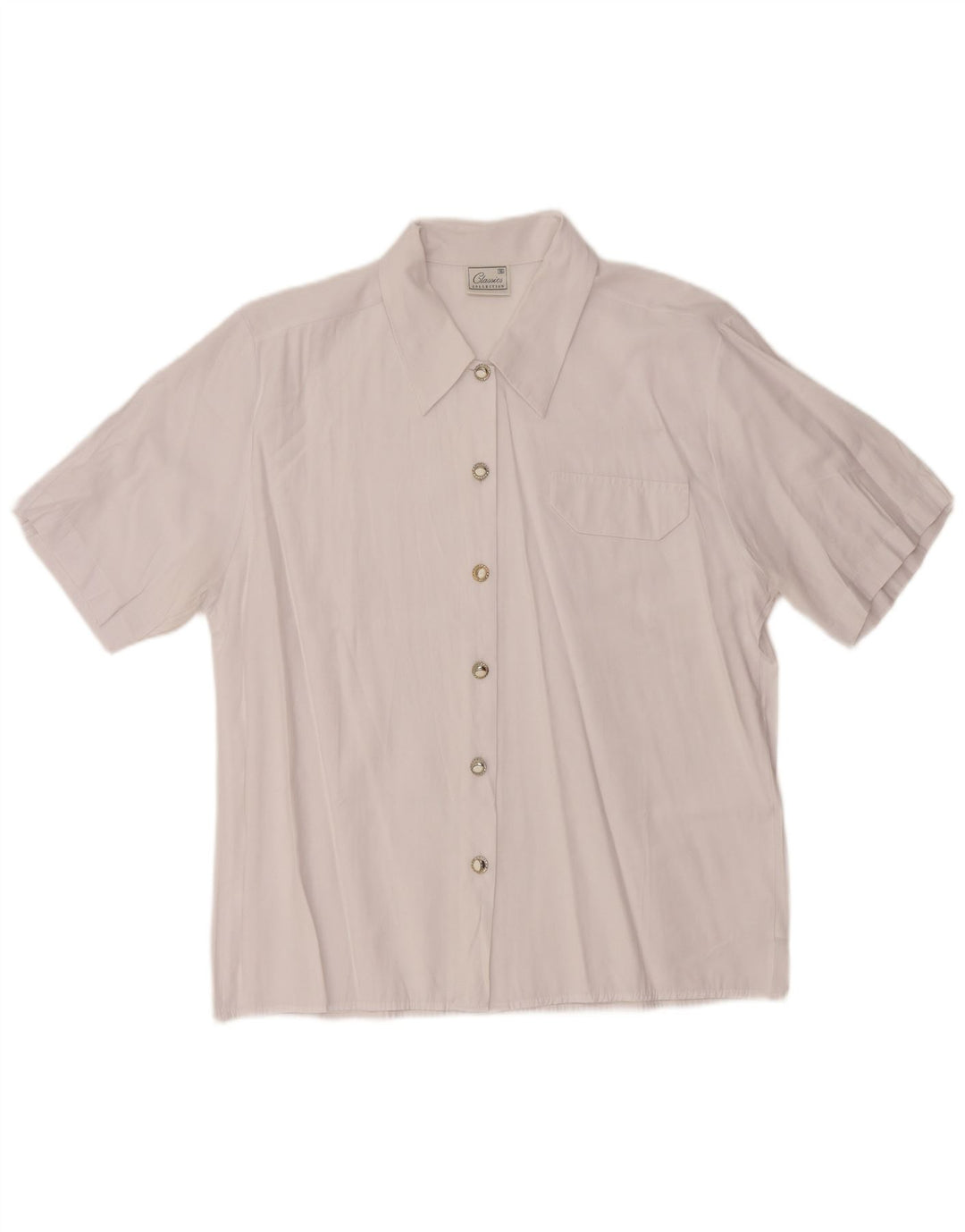 ST. Camisa feminina de manga curta BERNARD UK 16 grande poliéster branco