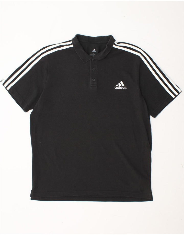 Camisa polo masculina ADIDAS grande algodão preto