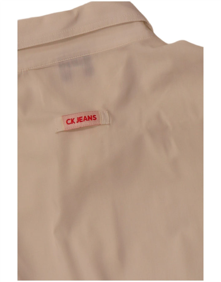 Camisa feminina CALVIN KLEIN JEANS manga 3/4 UK 16 grande off white