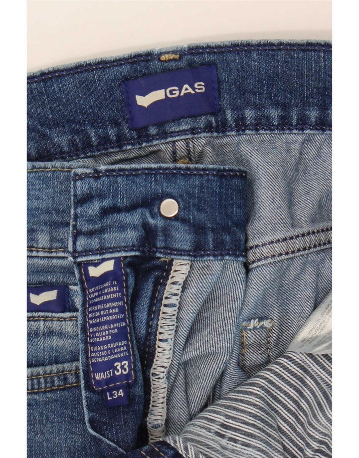 Gas Mens Jeans Cropped W33 L26 Azul Algodão