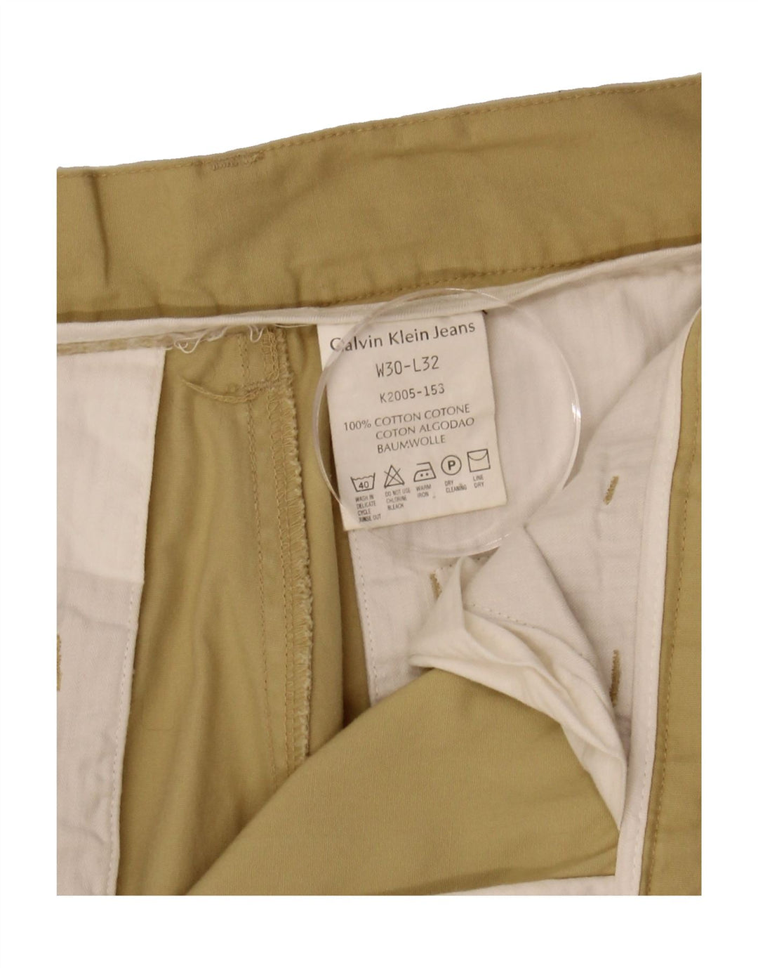 CALVIN KLEIN Mens Straight Cargo Trousers W30 L28 Beige Cotton Vintage Calvin Klein and Second-Hand Calvin Klein from Messina Hembry 