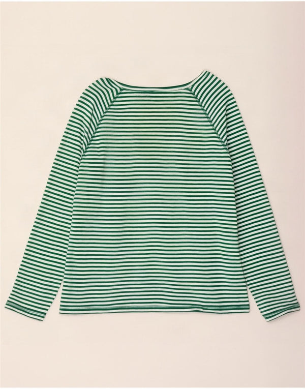 Top feminino Marks & Spencer manga comprida UK 18 XL algodão listrado verde