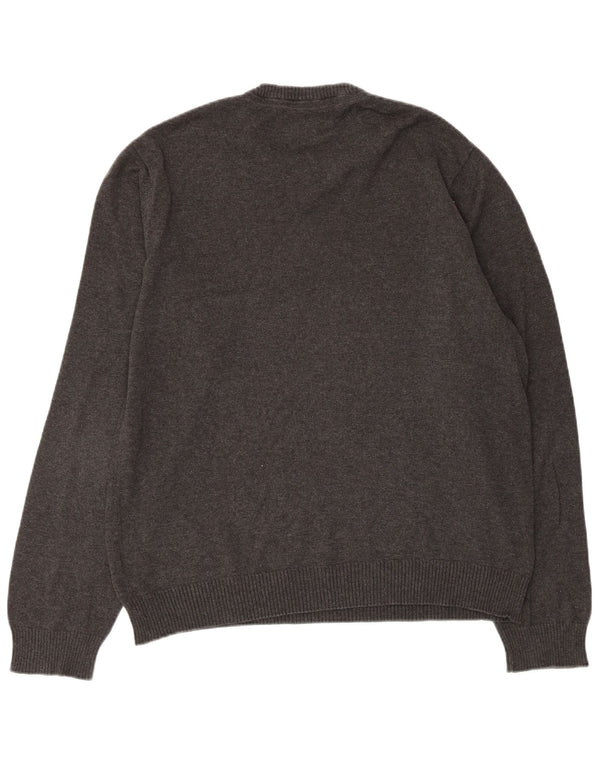 Penguin Mens V-Neck Jumper Sweater Large Grey Cotton