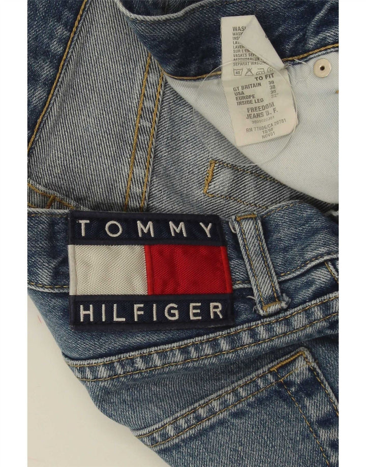 Jeans retos masculinos Tommy Hilfiger W30 L30 algodão azul