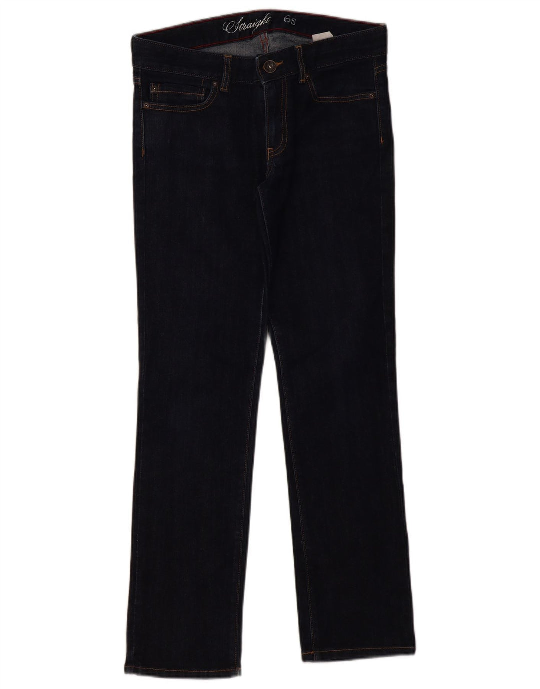Jeans retos femininos Tommy Hilfiger US 6 médio W32 L30 azul marinho