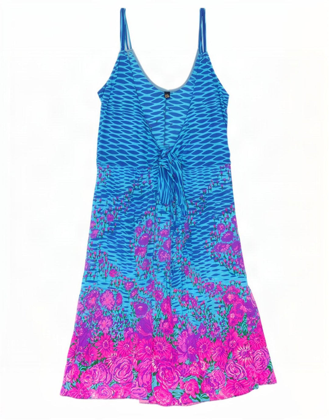 Vestido de verão feminino vintage IT 46 grande azul floral