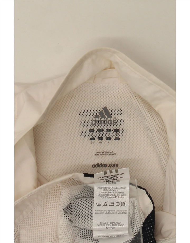 ADIDAS Womens Tracksuit Top Jacket UK 12 Medium White Colourblock