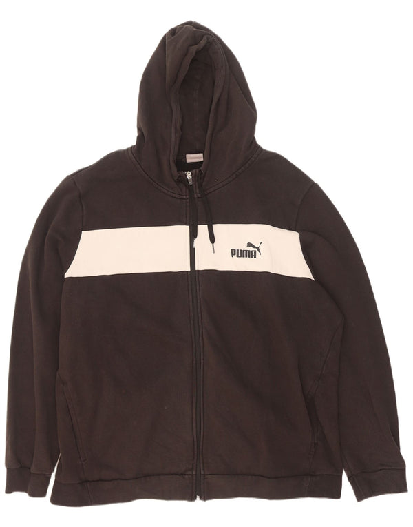 Suéter masculino Puma com capuz e zíper gráfico 2XL algodão colorblock preto