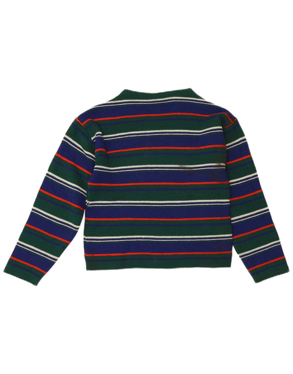 Suéter feminino vintage com gola tartaruga IT 42 listrado verde médio