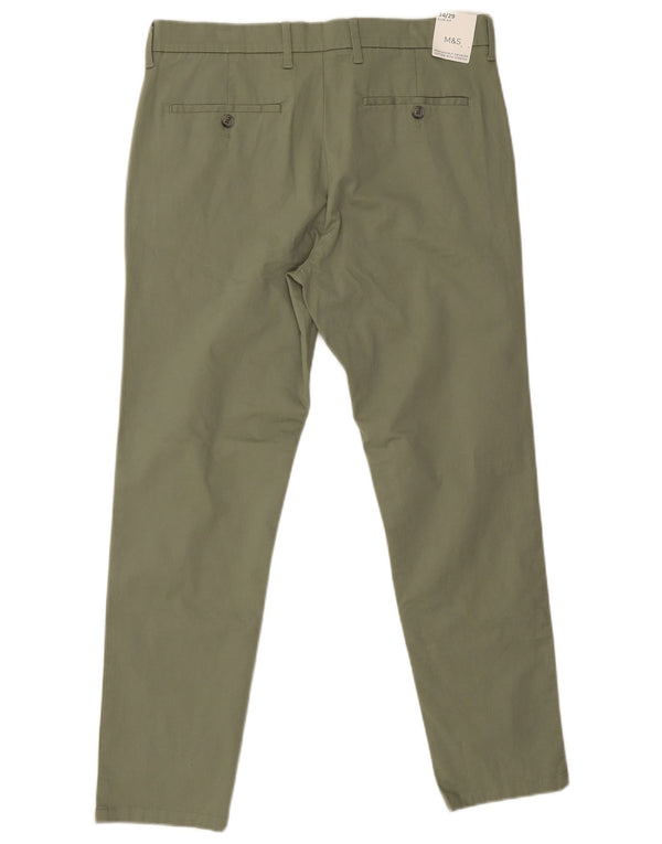 Calça Chino Masculina Slim Fit Marks & Spencer W34 L29 Algodão Verde