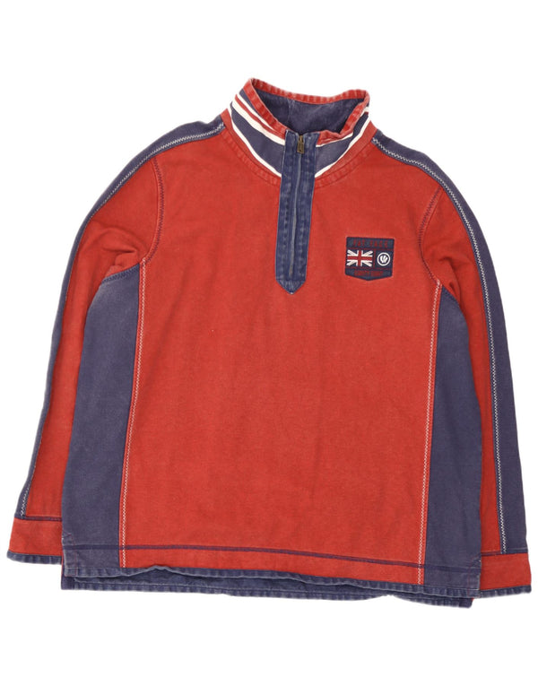 Moletom masculino Fat Face com zíper e pescoço 2XL algodão colorblock vermelho