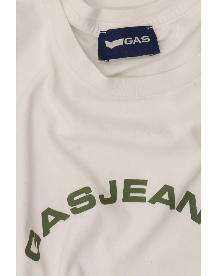 Camiseta gráfica masculina Gas Top Médio Branco