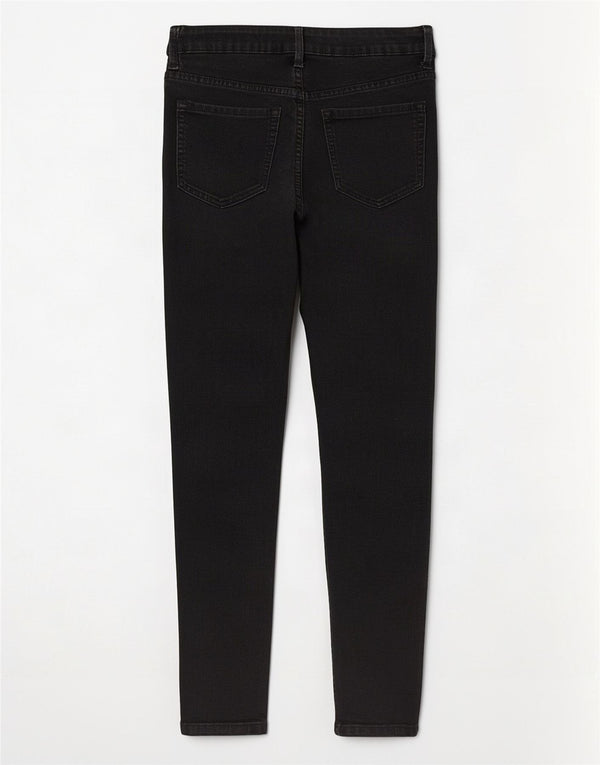 Calça jeans feminina Marks & Spencer The Ivy Skinny UK 10 pequena W28 L28 preta