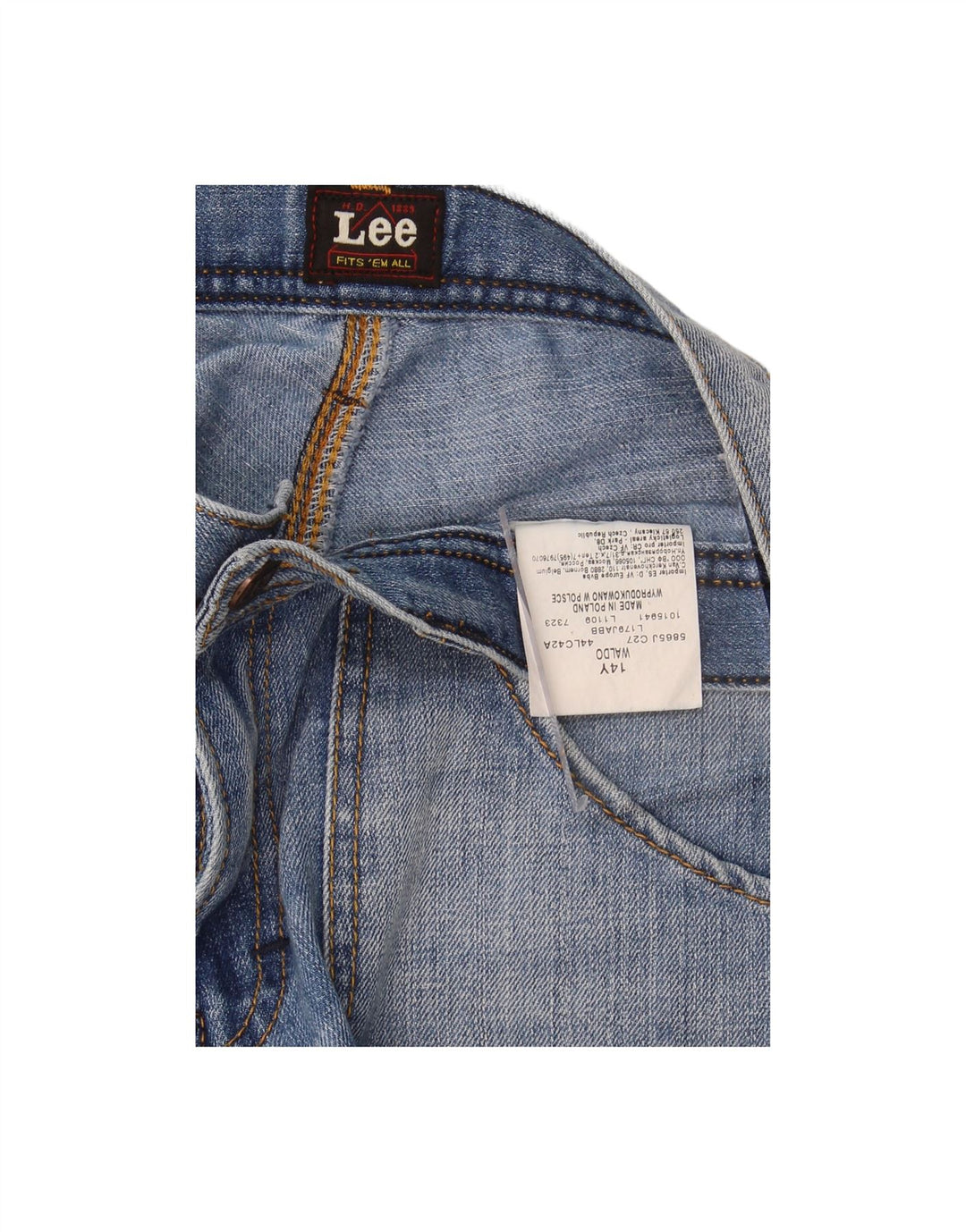 Bermuda jeans cargo LEE Boys 13-14 anos W28 algodão azul