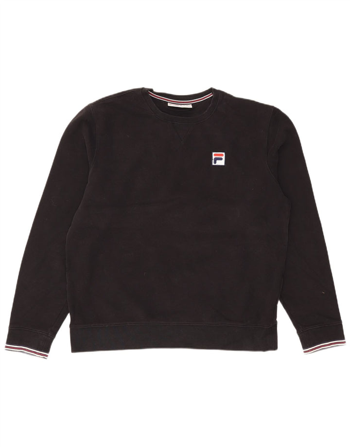 Fila moletom masculino jumper médio algodão preto