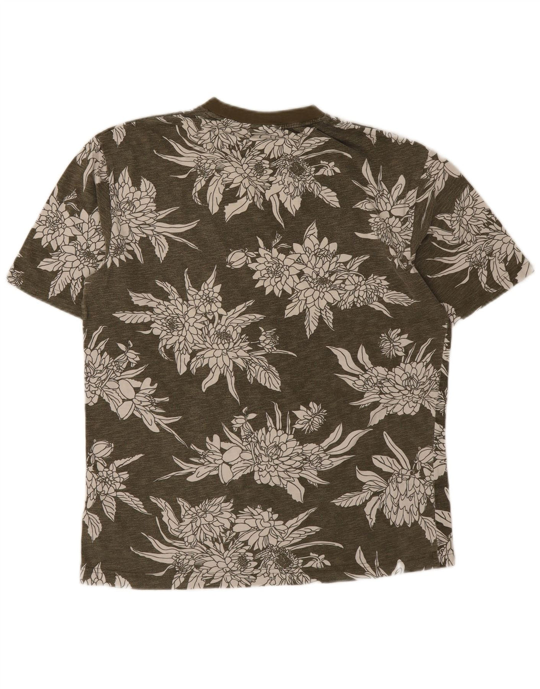 Camiseta masculina Gant, pequena, cáqui, floral, algodão