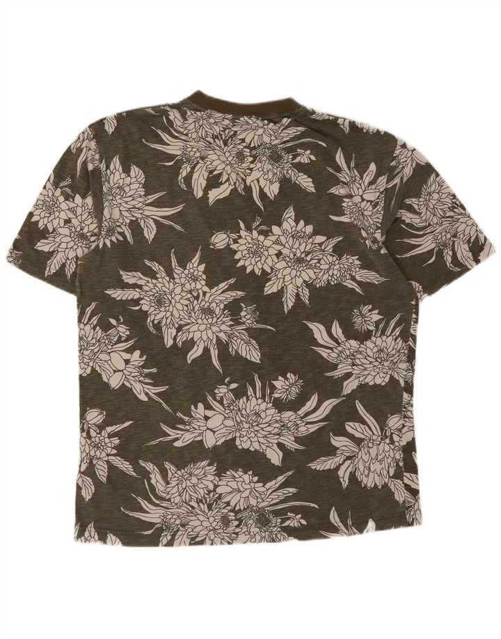 Camiseta masculina Gant, pequena, cáqui, floral, algodão