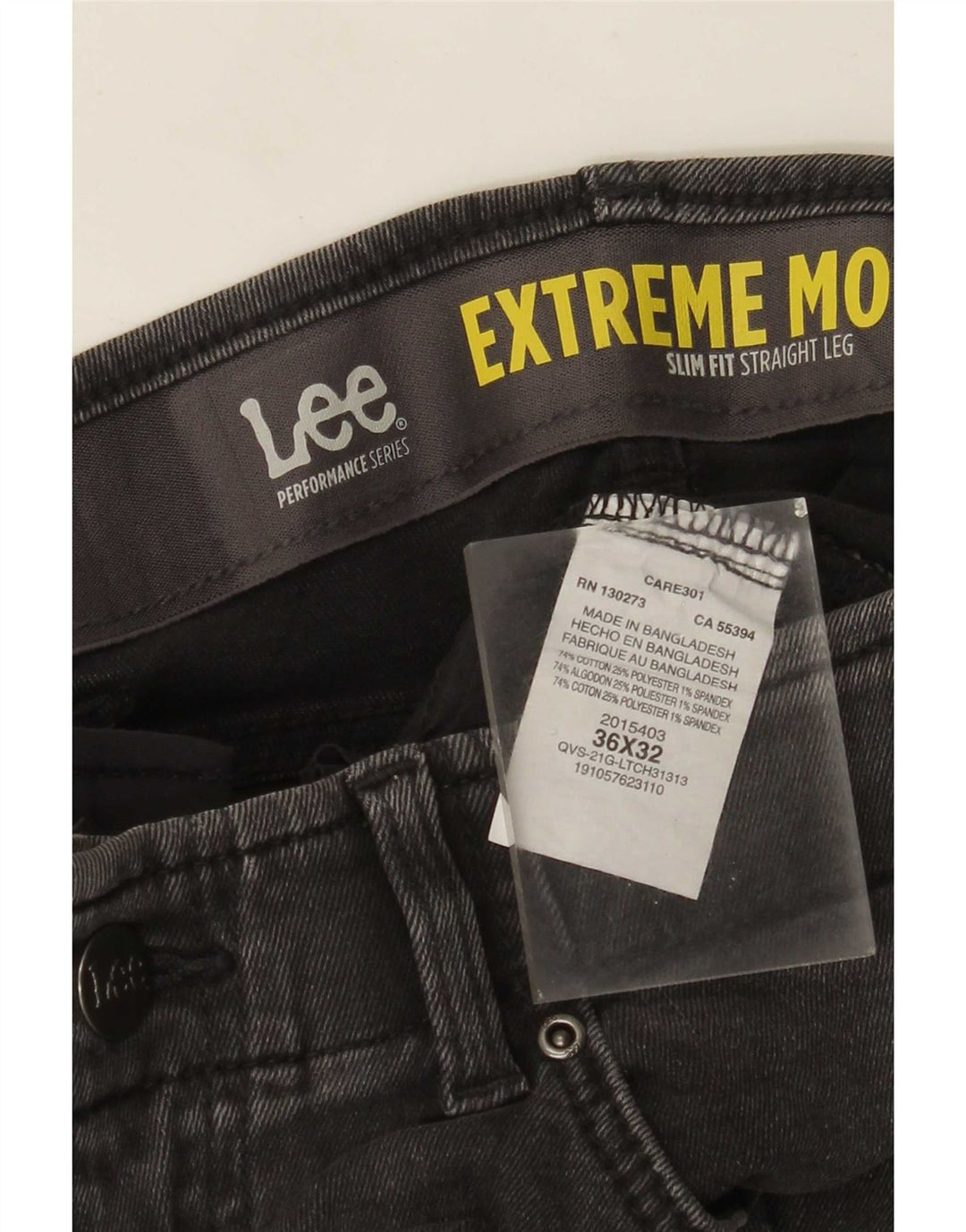 Lee Mens Slim Fit Calça Jeans Reta W36 L32 Algodão Cinza