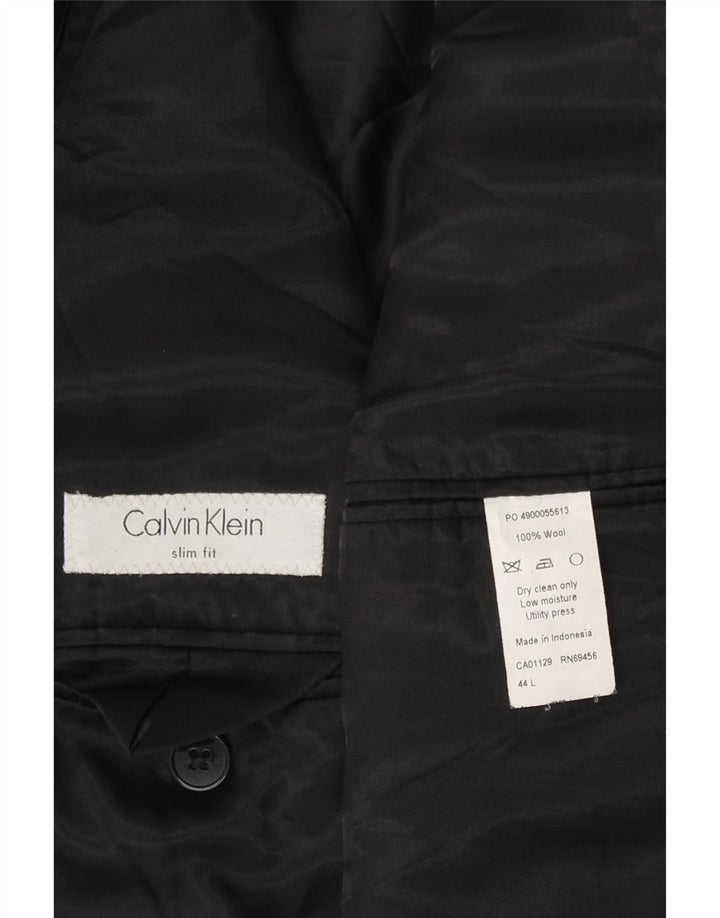 Jaqueta Blazer Masculina Calvin Klein Slim Fit de 2 Botões Reino Unido 44 2XL Lã Preta