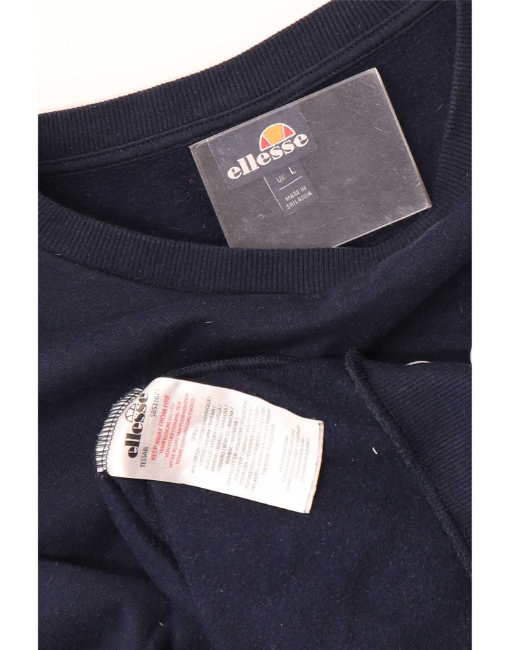 Ellesse moletom masculino gráfico jumper grande algodão azul marinho