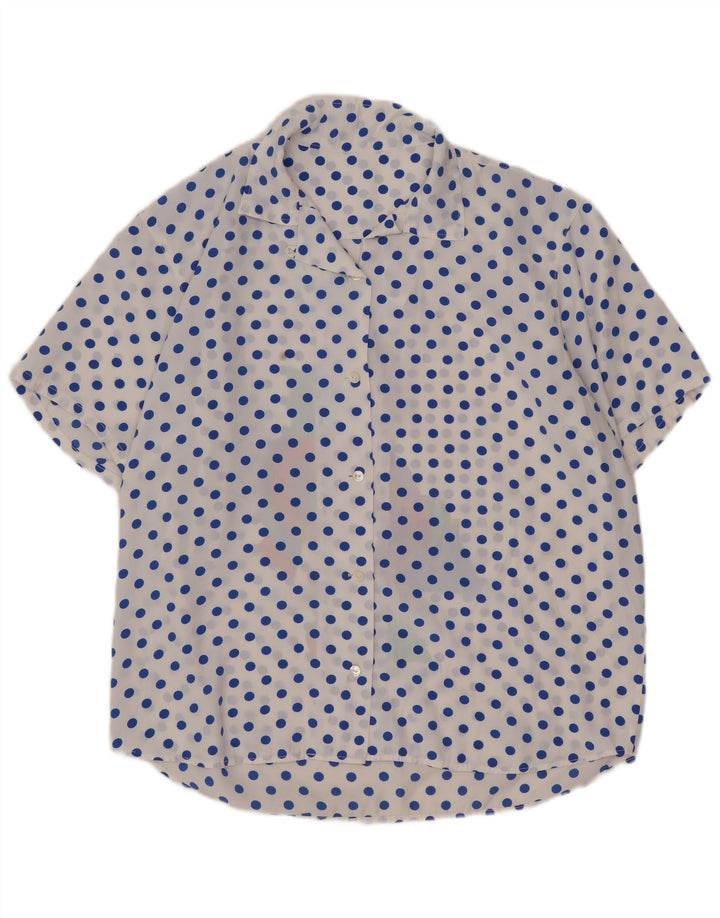 Blusa feminina vintage de manga curta UK 16 grande branca manchada