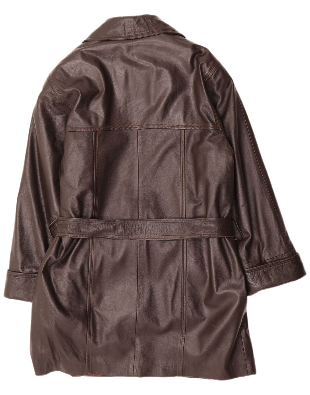 Casaco de couro feminino vintage Reino Unido 16 grande couro marrom