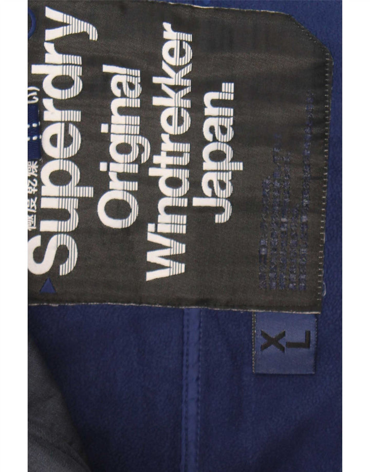 Jaqueta corta-vento masculina Superdry Windtrekker UK 42 XL azul marinho poliéster