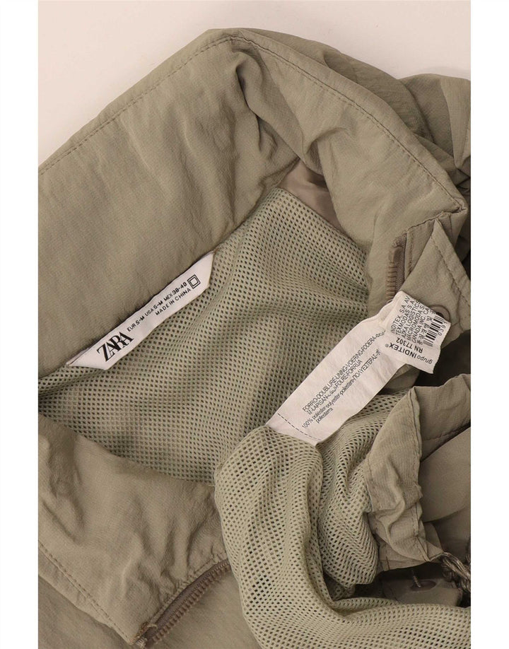 Zara Mens Loose Fit Anorak Jacket UK 36 Pequeno Poliéster Cáqui