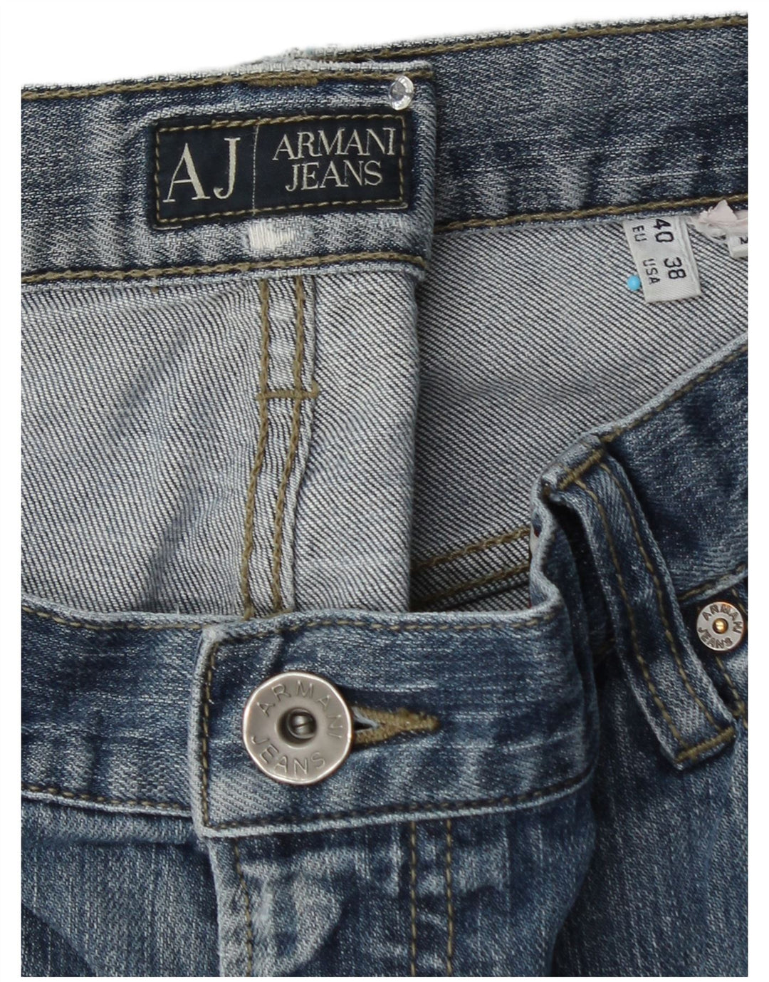 ARMANI Calça Jeans Reta Masculina W38 L34 Azul