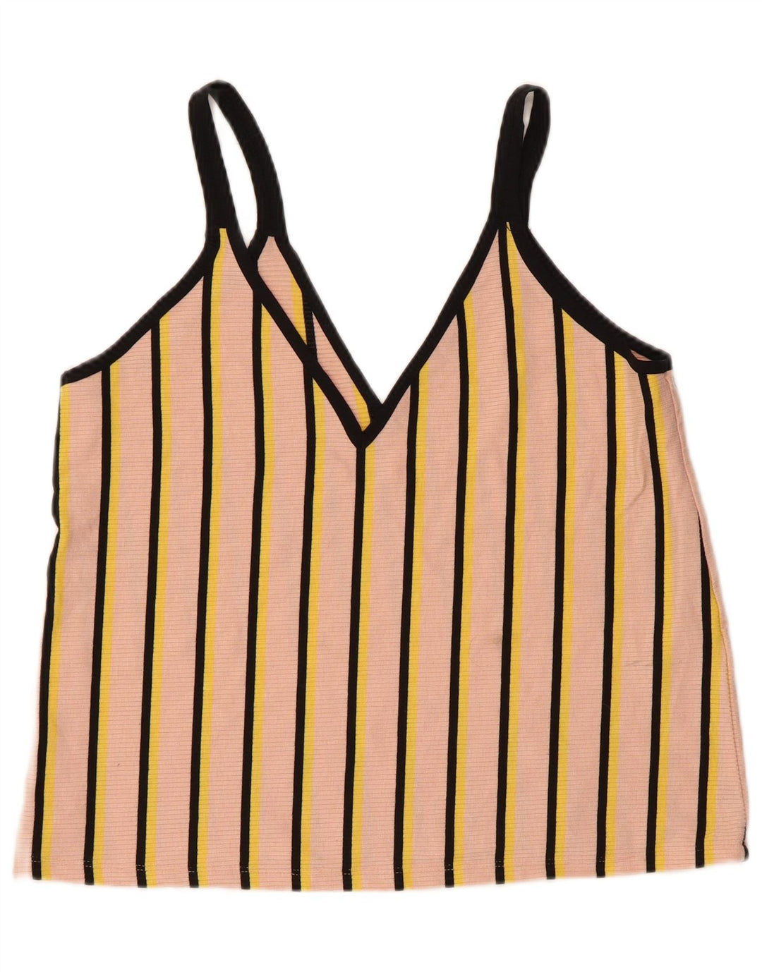 Zara Womens Cami Top UK 14 Grande Poliéster Listrado Rosa