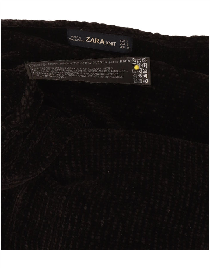 Zara Suéter feminino oversized com gola canoa Reino Unido 10 pequeno poliéster preto