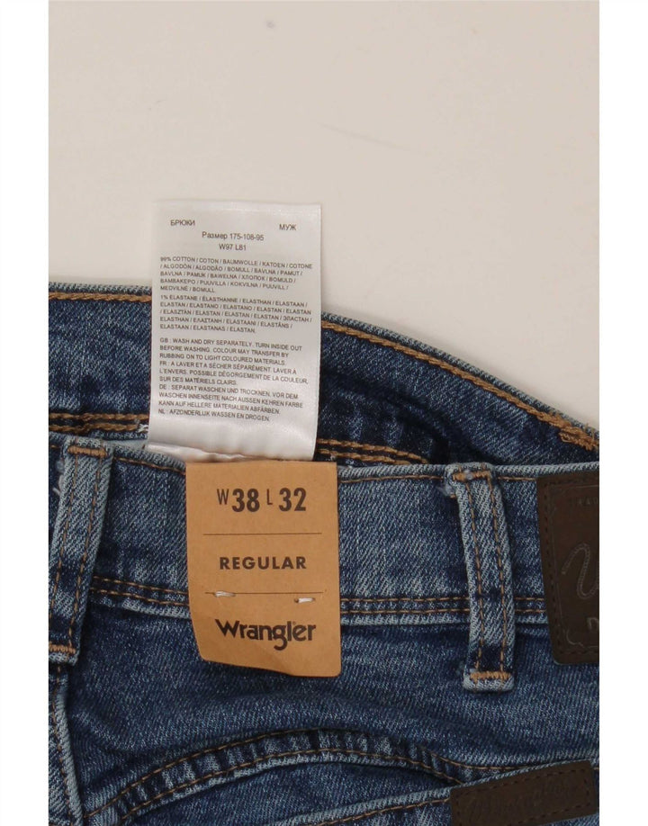 Wrangler Masculino Regular Straight Jeans W38 L32 Azul Algodão