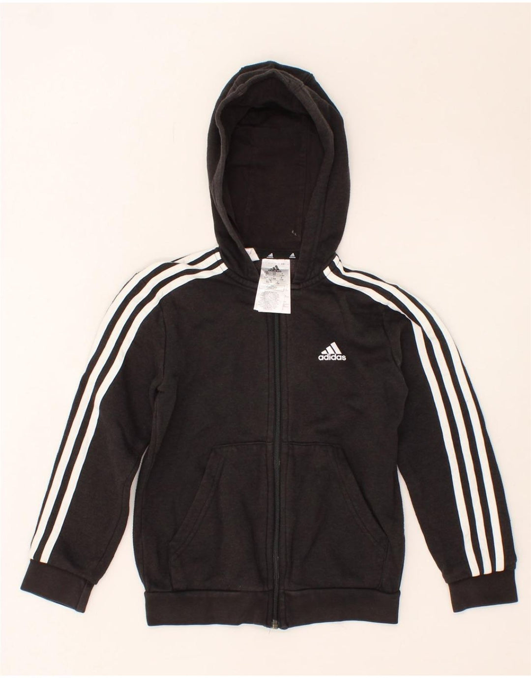 ADIDAS Boys Zip Hoodie Sweater 7-8 Years Black Cotton Vintage Adidas and Second-Hand Adidas from Messina Hembry 