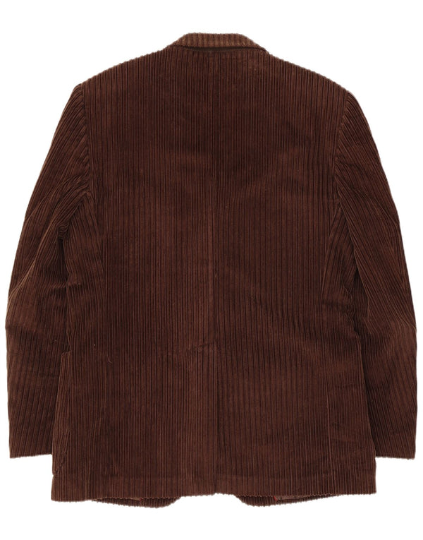 Jaqueta blazer de veludo cotelê masculina vintage com 3 botões IT 50 grande algodão marrom